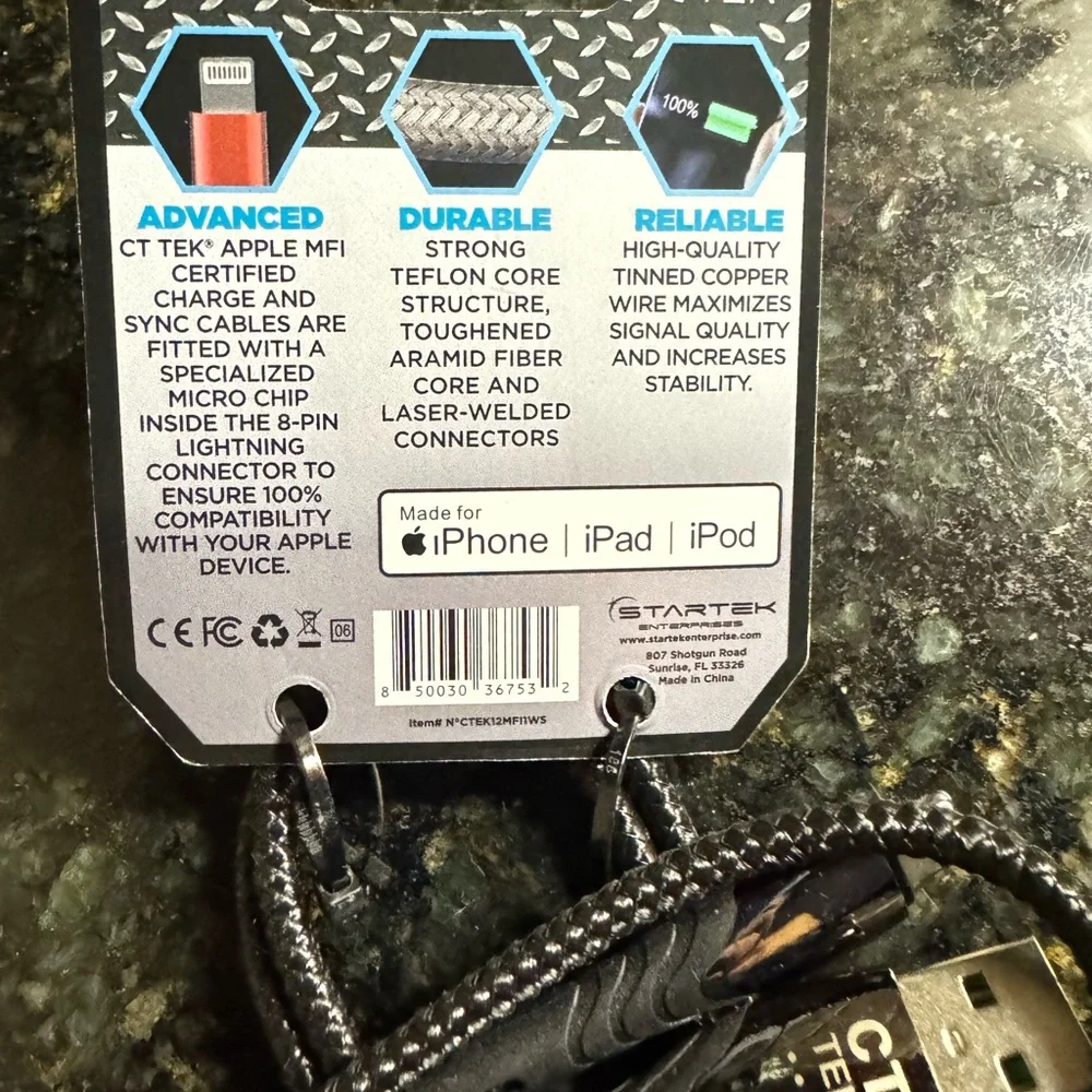 Extra-Long Certified Lightning Cable - Black